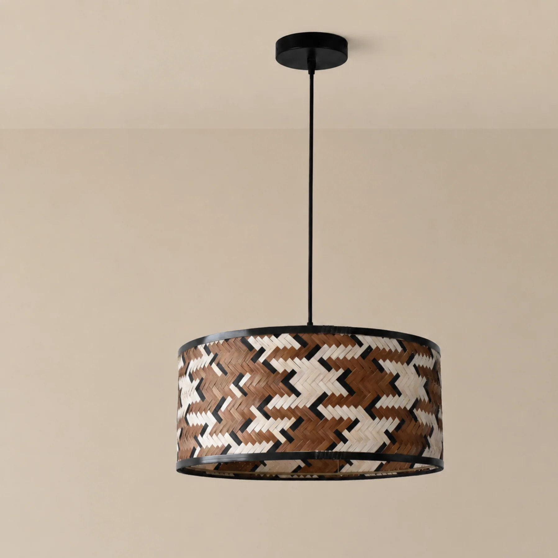 Suspension en bambou tressé marron et noir 50 cm - Phil