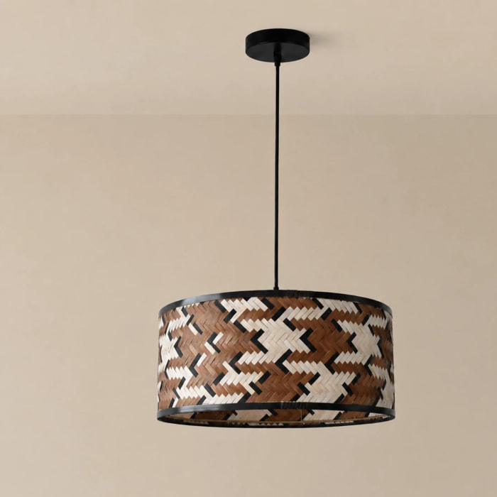 Suspension en bambou tressé marron et noir 50 cm - Phil