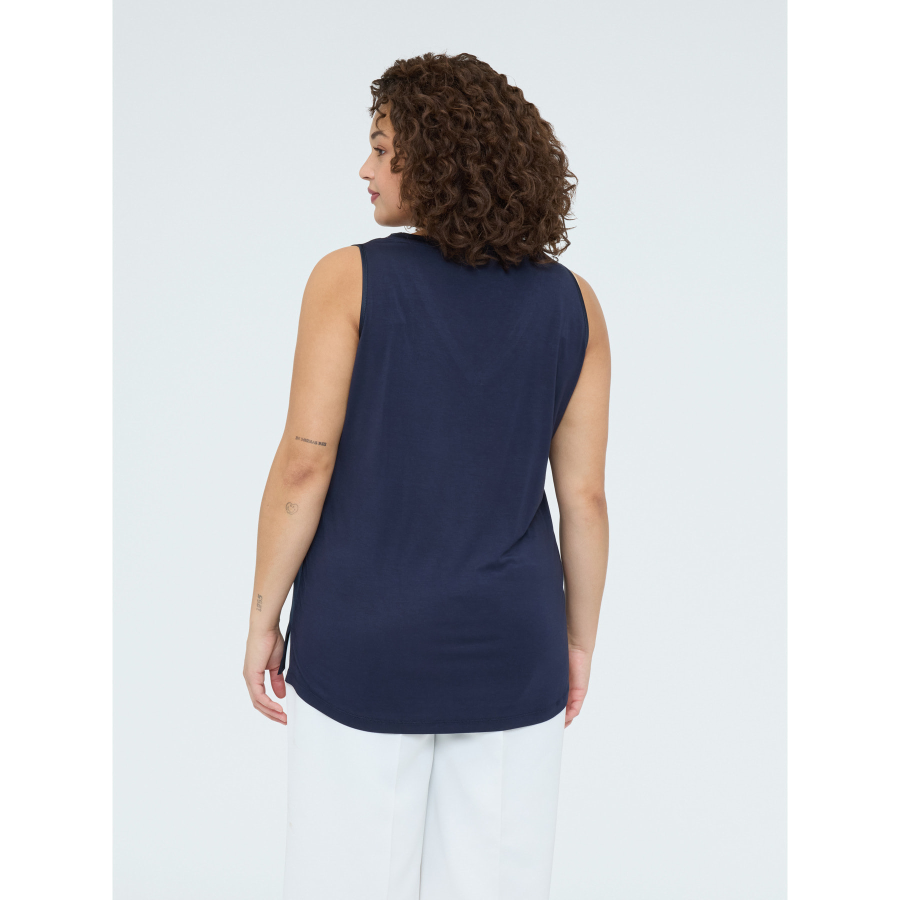 Fiorella Rubino - Top con escote en V y detalle de encaje - Azul