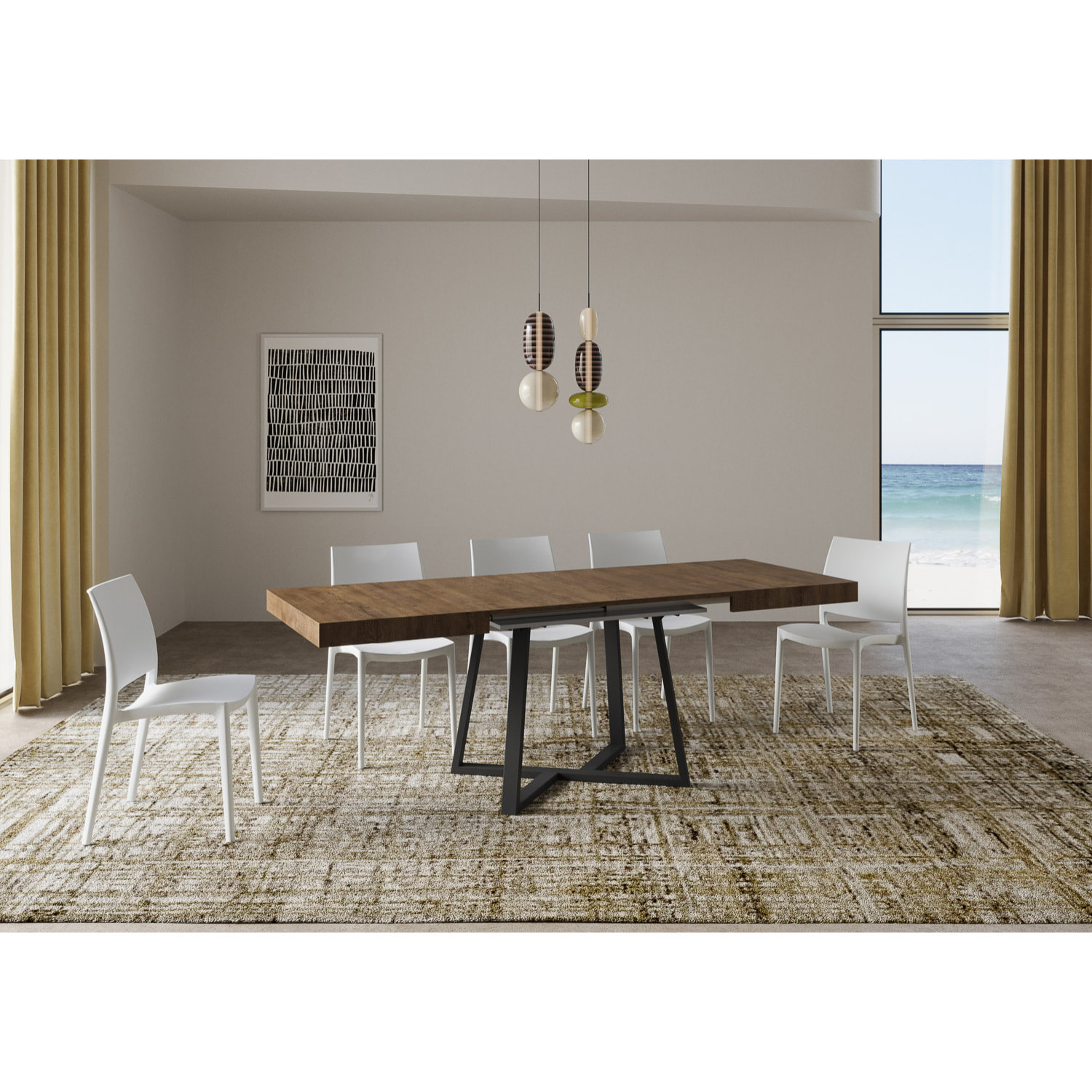 Table extensible 90x130/390 cm Zeplir noyer pieds anthracite