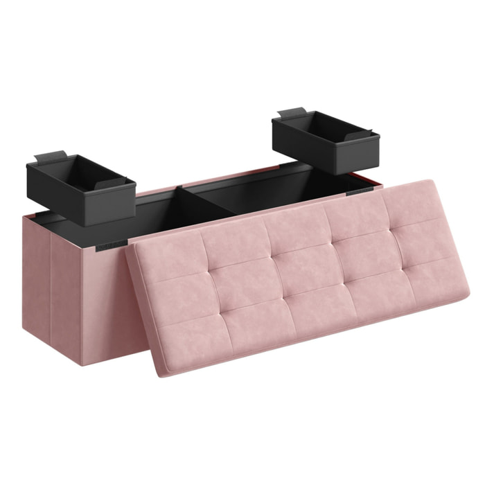 Panca Contenitore Pieghevole Oskar in Velluto Rosa Pastello