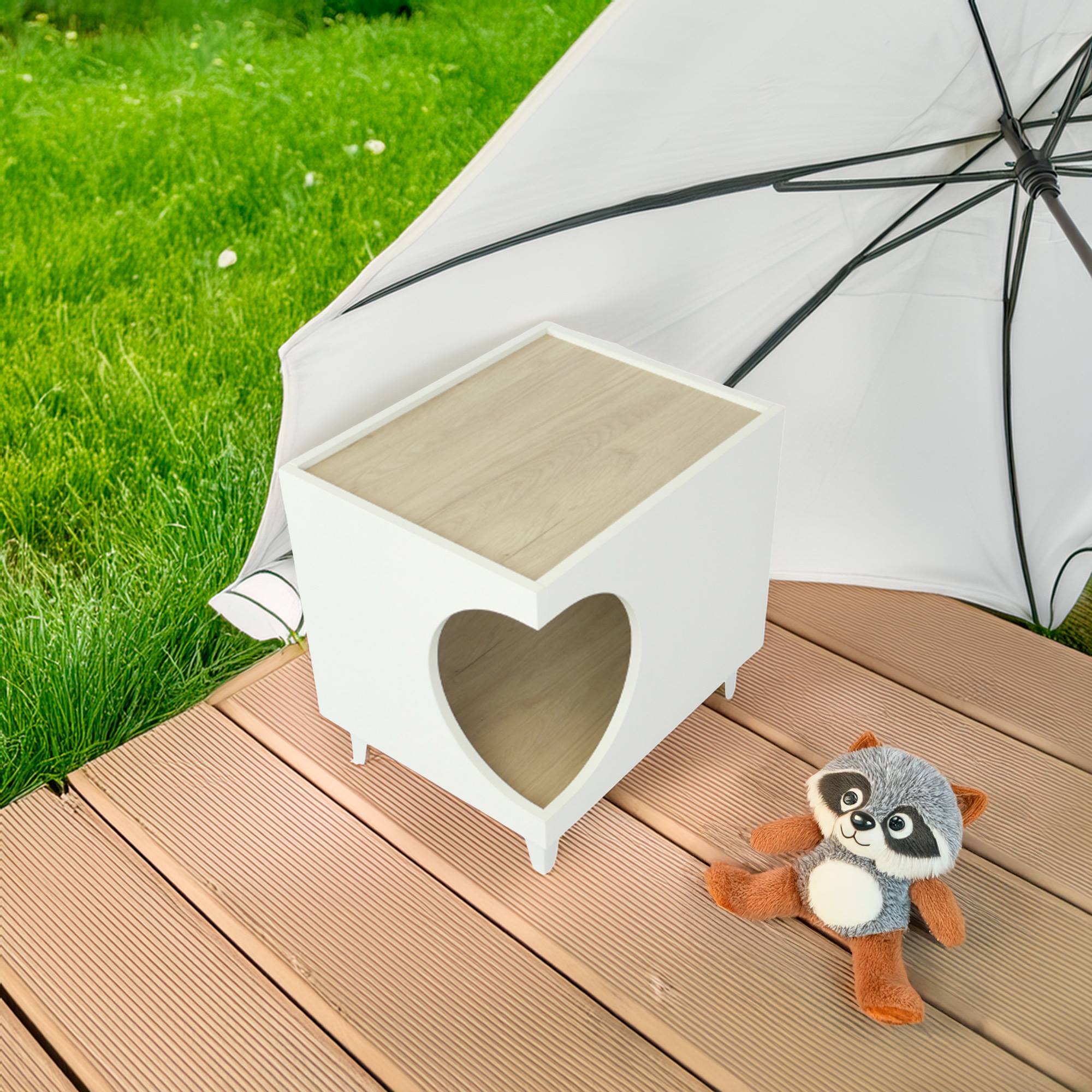 Well Home Mesilla con orificio para Mascotas en Color Blanco 50x40x40cm