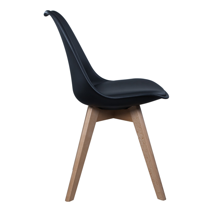 Chaise Scandinave Coque Rembourree Noire - Lot De 4