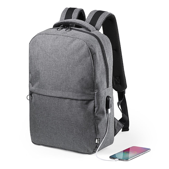 Mochila Conexión USB. Bolsillo Acolchado para Portátil y Tablet. Parte Trasera y Cintas Acolchadas