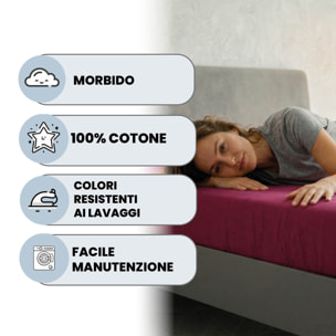 LENZUOLO SOTTO CON ANGOLI MAX COLOR, 100% COTONE MADE IN ITALY - MATRIMONIALE MAXI