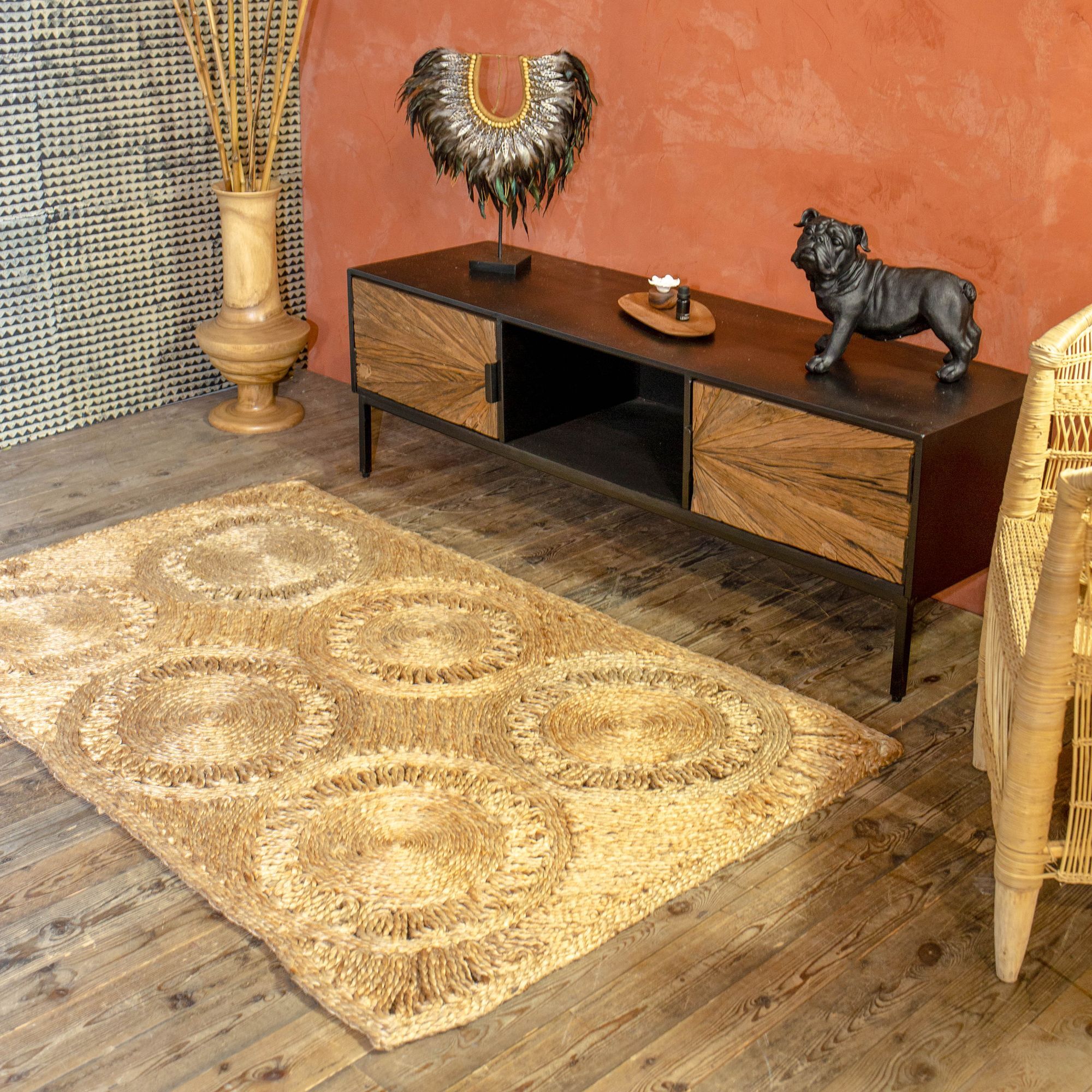 Tapis rectangulaire en jute tissé à la main 90x150cm JERICO