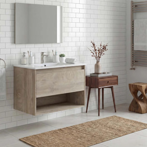 Lavabo cerámico rectangular en blanco 81,5x46 cm Volga Blanco