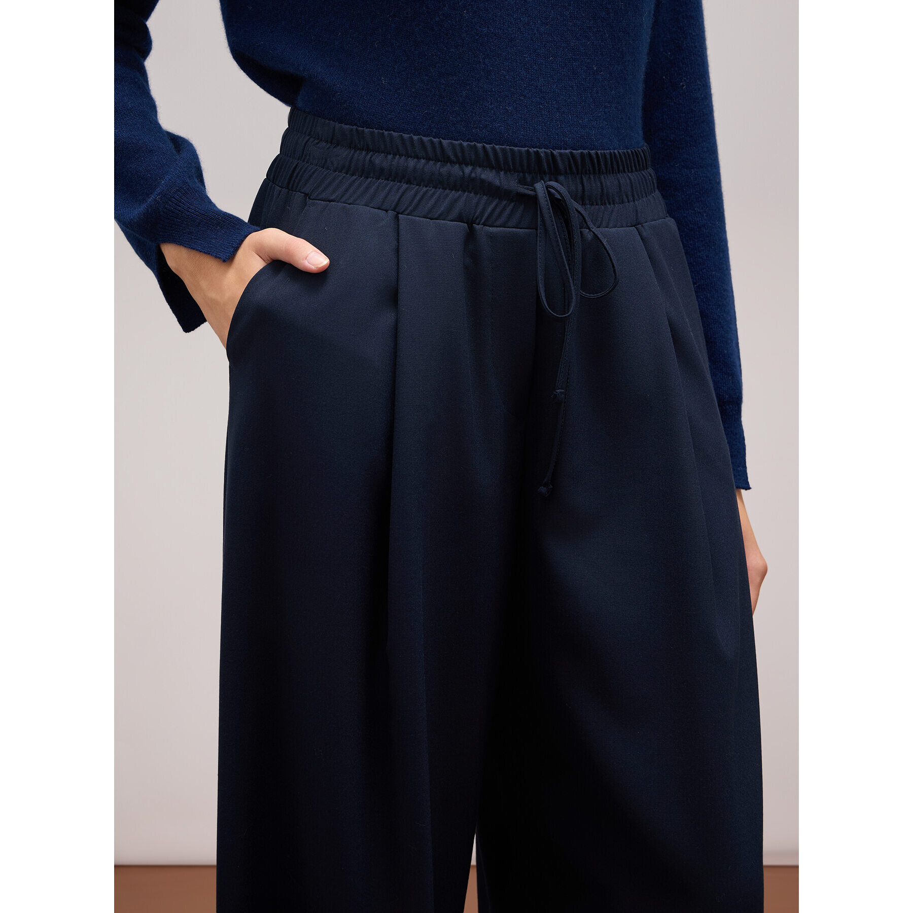 Oltre - Pantaloni joggers wide leg - Blu