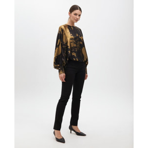 Blusa Stampata con Manica Asimmetrica