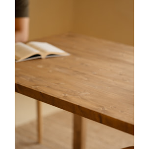 Mesa de comedor de madera maciza en tono roble oscuro de varias medidas