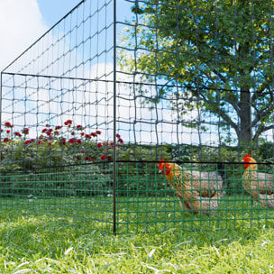 Kit filet  clôtures pour poules 24m avec 8 piquets double pointes. modulable. porte d'accès. sardines incluses