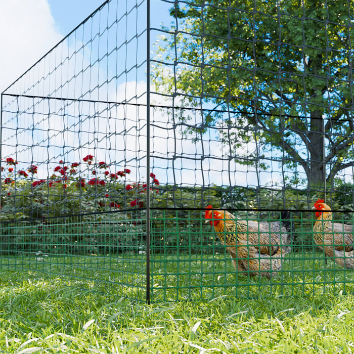 Kit filet  clôtures pour poules 24m avec 8 piquets double pointes. modulable. porte d'accès. sardines incluses