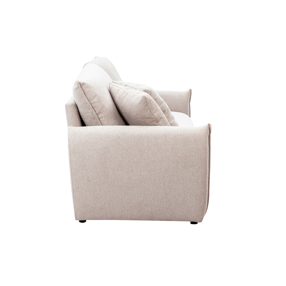 Canapé 3 places en tissu effet velours texturé beige PIO