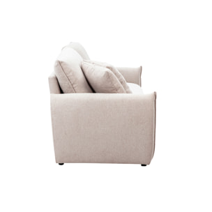 Canapé 3 places en tissu effet velours texturé beige PIO