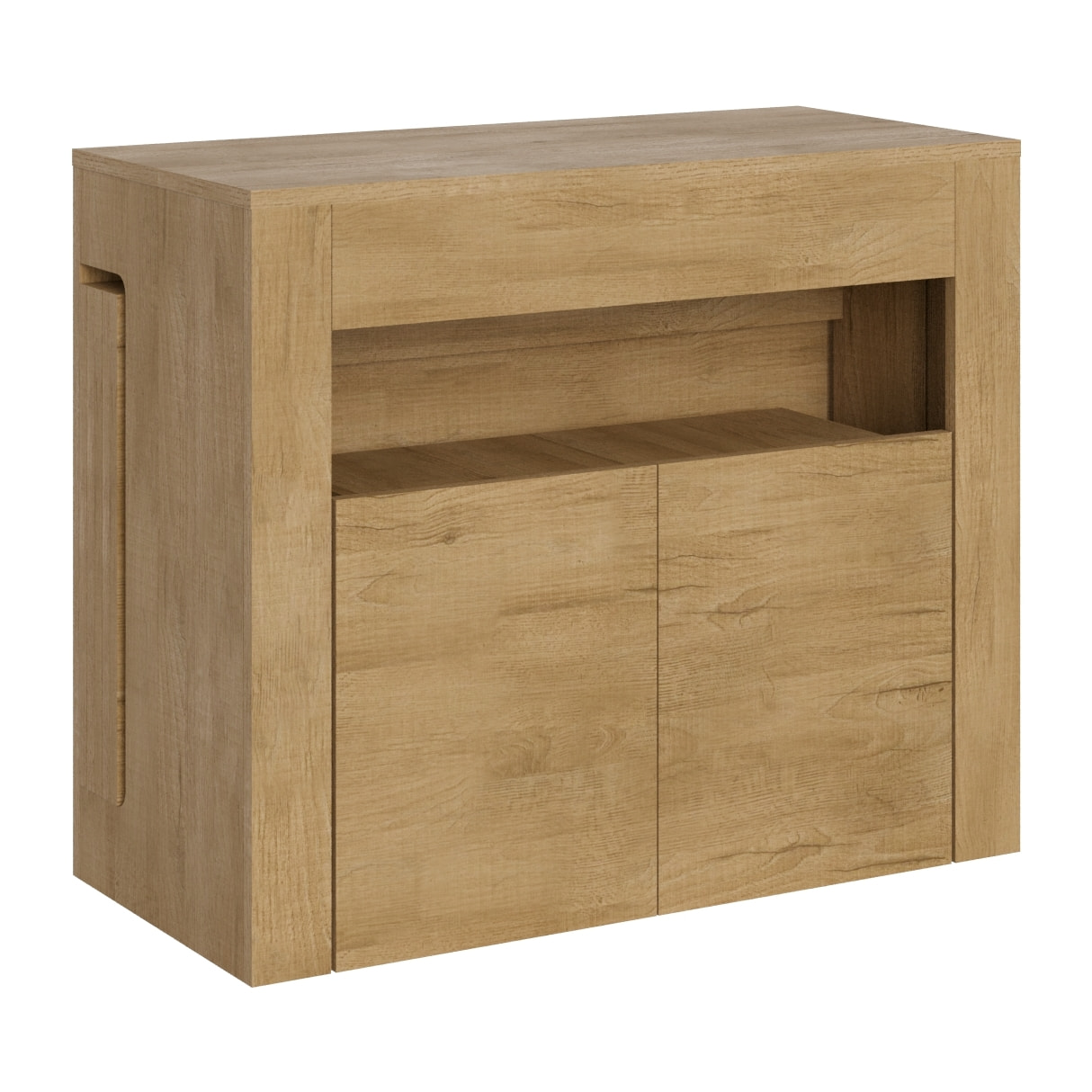 Consola extensible 90x42/302 cm Evolve Roble Natural extensiones internas con banco inferior