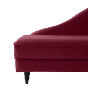 Méridienne gauche ALBA 195 cm velours Aubergine - 100% déhoussable - Fab. France