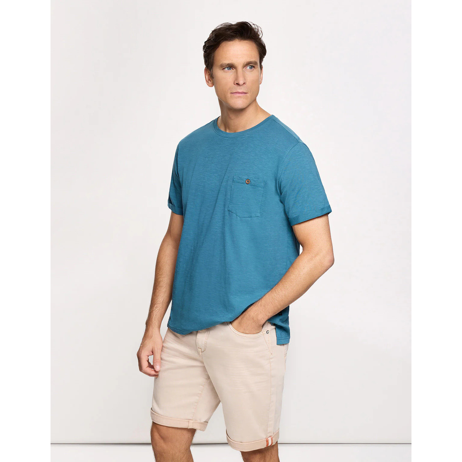 Camiseta Manga Corta Turquesa - Button