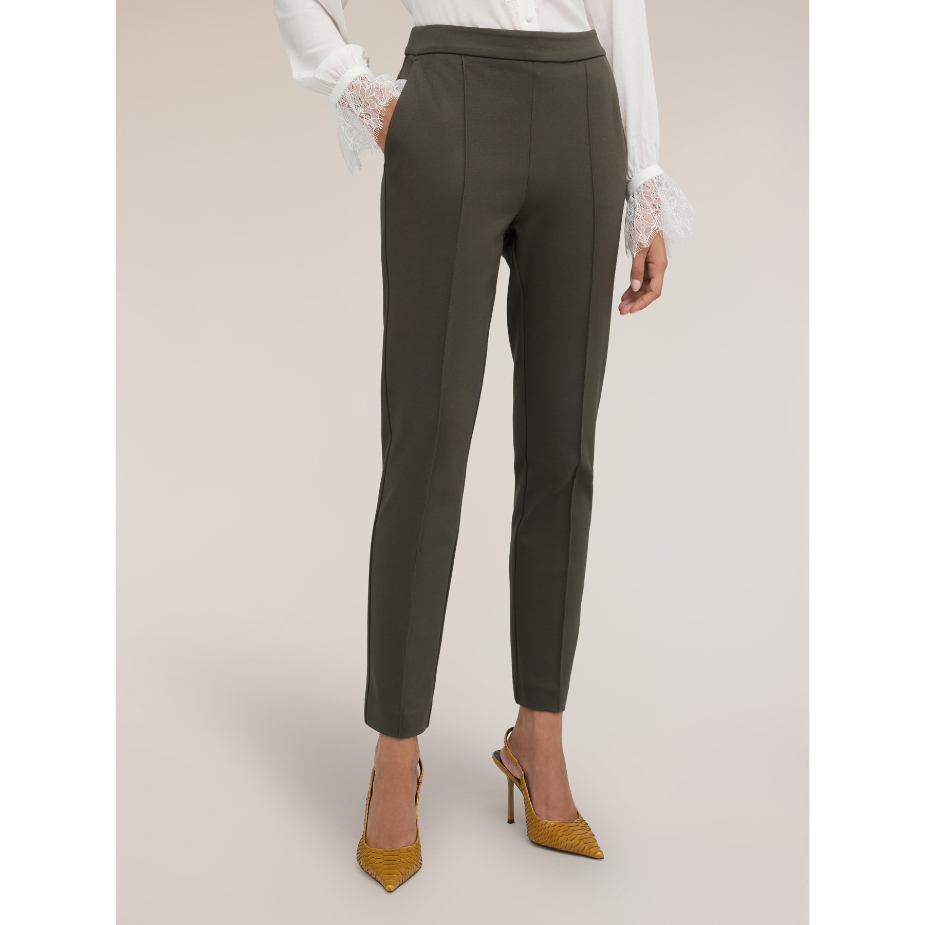 Motivi - Pantaloni slim fit in punto milano - Verde militare