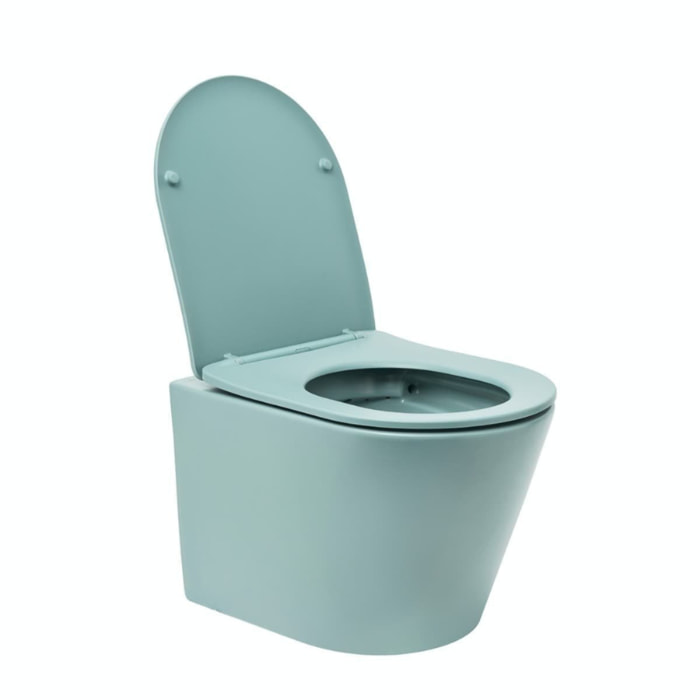 Infinitio WC suspendu sans bride en céramique avec abattant SoftClose, vert mat (SATINF010RREXPLGEM)