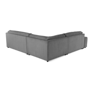 Garance - canapé modulable d'angle droit - 6 places - en velours côtelé - Gris foncé