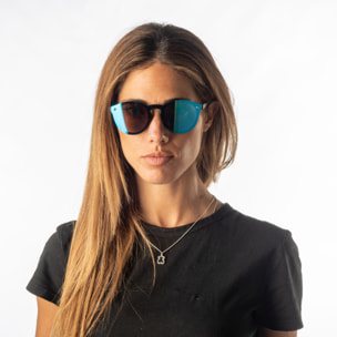 Gafas de sol PALO ALTO RIGA - Negro mate / Plana revo azul cielo