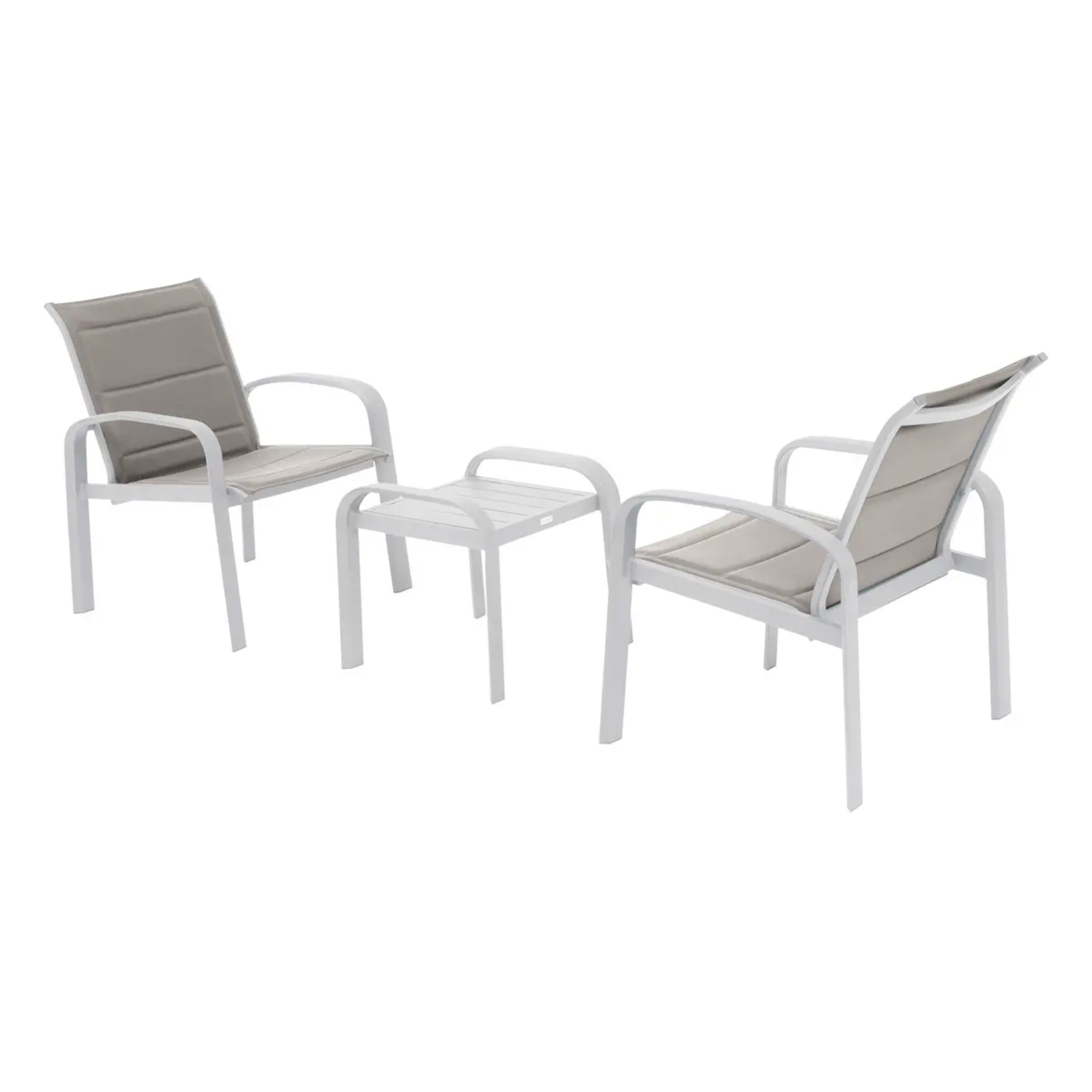 Salon de jardin duo "Elyn" noisette & blanc 2 places en aluminium
