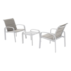 Salon de jardin duo "Elyn" noisette & blanc 2 places en aluminium