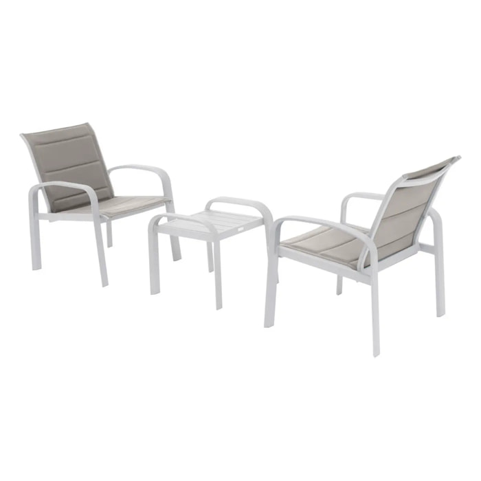 Salon de jardin duo "Elyn" noisette & blanc 2 places en aluminium