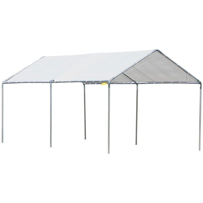 Cochera Exterior 3x6 m Carpa Garaje para Coche Impermeable con Toldo de Tela PE y Marco de Acero Galvanizado Pabellón Gazebo para Jardín Patio Blanco