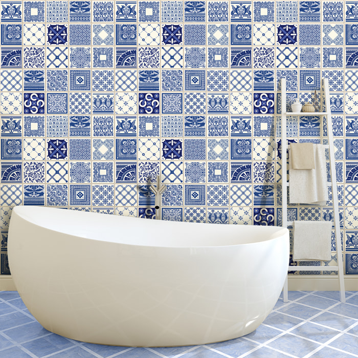 Stickers muraux - Sticker Mural Carrelage adhésif Cuisine Salle de Bain - 9 STICKERS CARRELAGES AZULEJOS BARTOLOMEO