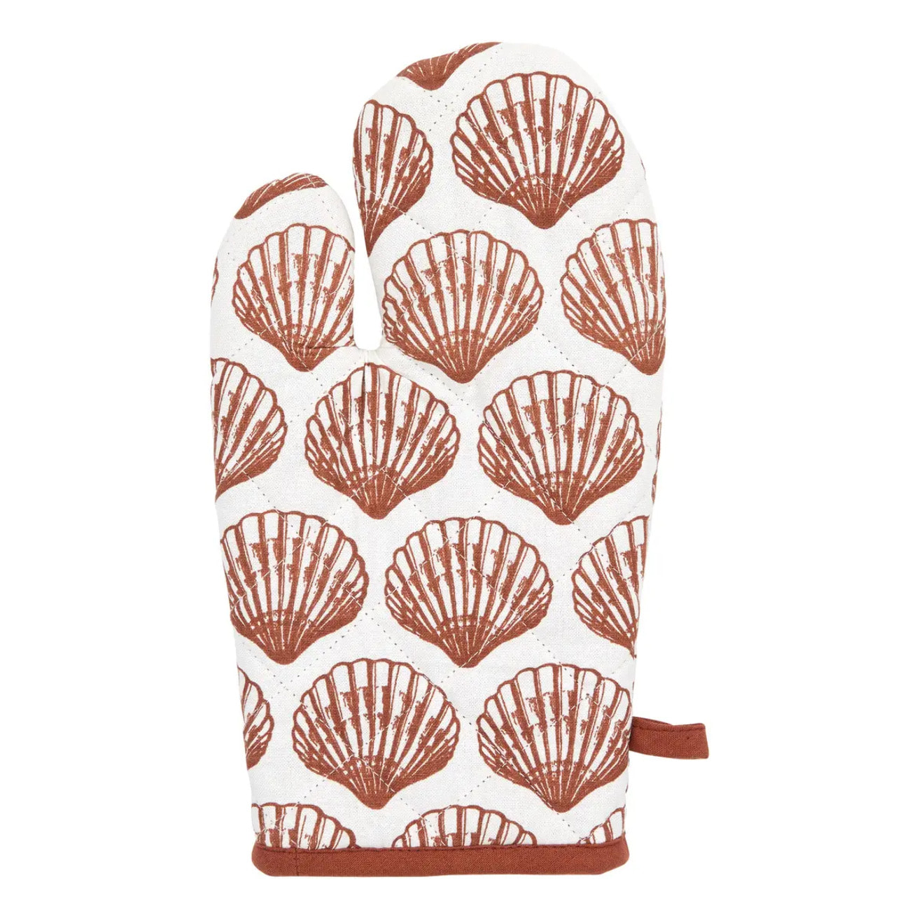 Gant et manique Oceania terracotta imprimé coquillage
