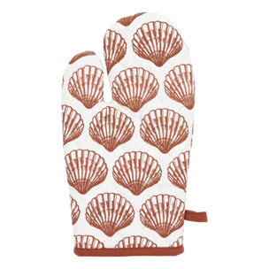 Gant et manique Oceania terracotta imprimé coquillage