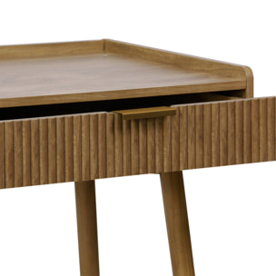 Bureau décor bois de manguier rainuré 2 tiroirs - 110 x 55 x 79.5 cm - Celian