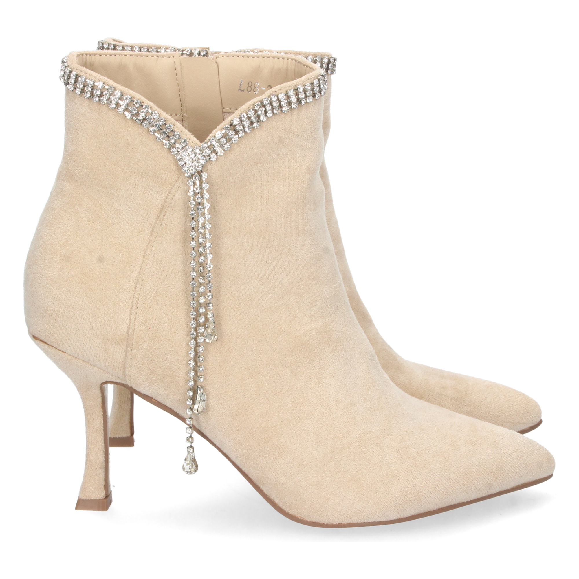 Botin de Tacon Fino con Flecos de Strass