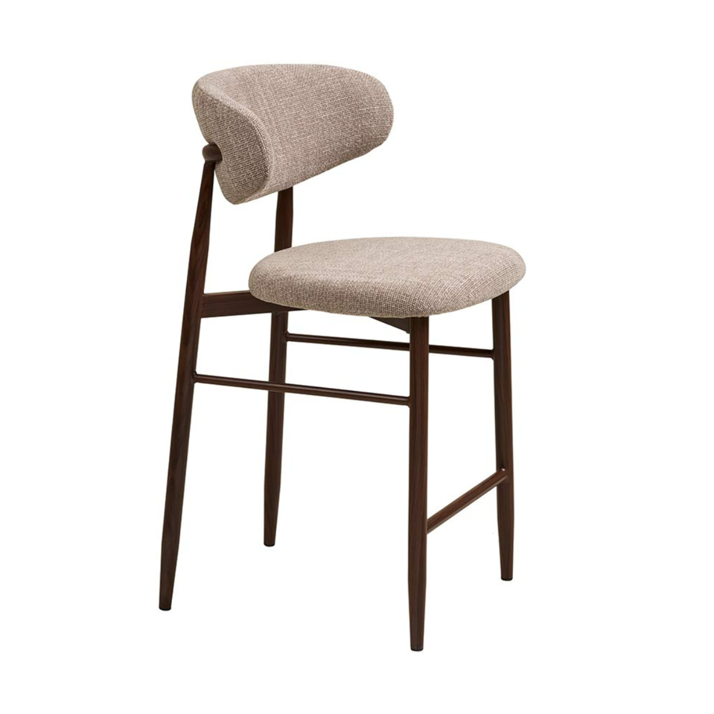 Eddie - lot de 2 tabourets en tissu texturé - pieds en acier effet bois - Marron / Beige