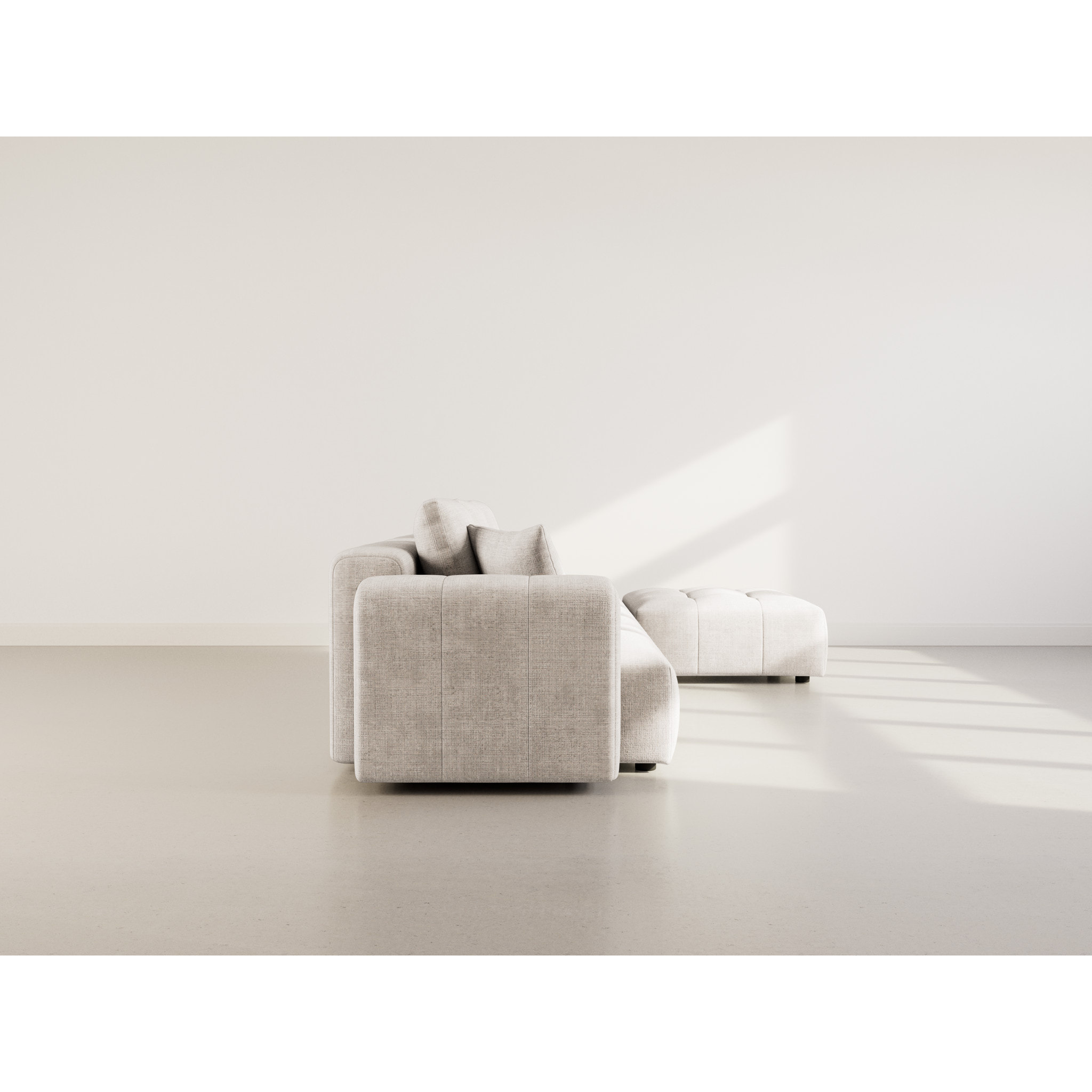 Colette - Canapé modulable d'angle réversible 4 places en velours texturé - Beige