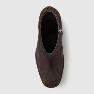 Botín de cuña Brelia en serraje con intrcciato y cierre de cremallera