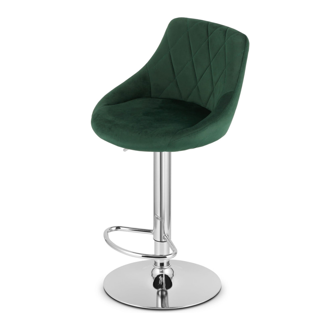 Sgabello da bar KAST in velluto verde con base cromata