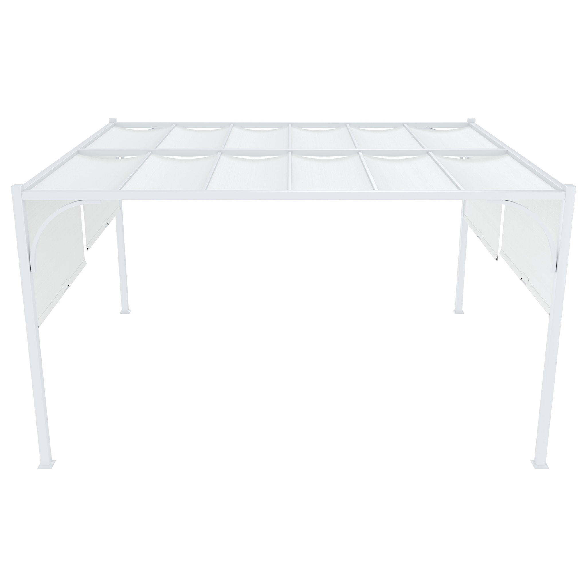 Gazebo Pergola 3x4 M Pergolato Tetto Scorrevole Telo Bianco Impermeabile Retrattile Richiudibile Struttura Bianca Acciaio Giardino Terrazzo Piscina