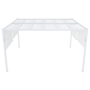 Gazebo Pergola 3x4 M Pergolato Tetto Scorrevole Telo Bianco Impermeabile Retrattile Richiudibile Struttura Bianca Acciaio Giardino Terrazzo Piscina