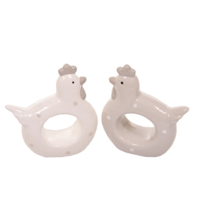 Porta Tovagliolo In Ceramica A Forma Di Gallina. Altezza 8 Cm - Pezzi 12 - 7,5X8,4X2,4cm - Colore: Incolore - Bianchi Dino - Contenitori Pasquali,Ceramica,Resina Cesteria