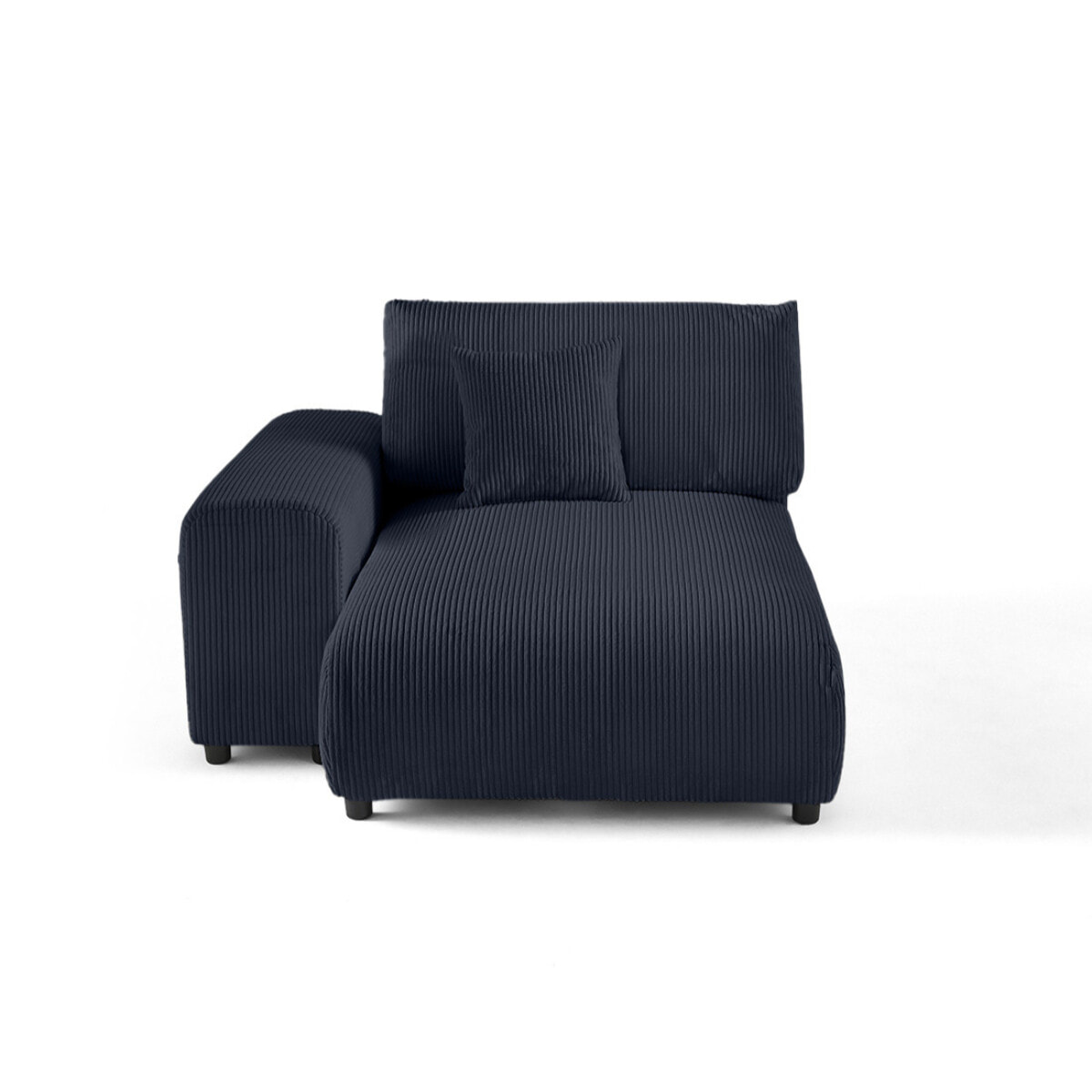 Garance - module d'assise méridienne gauche - en velours côtelé - Bleu nuit