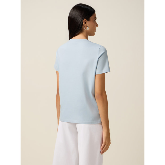 Oltre - Camiseta con bordado de joya - Light - blue