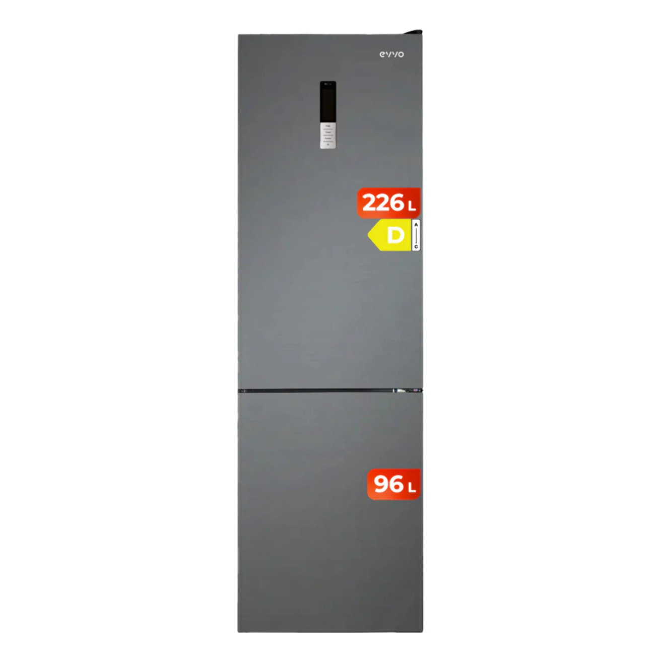 Frigorífico Combi EVVO F55, 226 l + 96 l, Dark Inox, Total No Frost