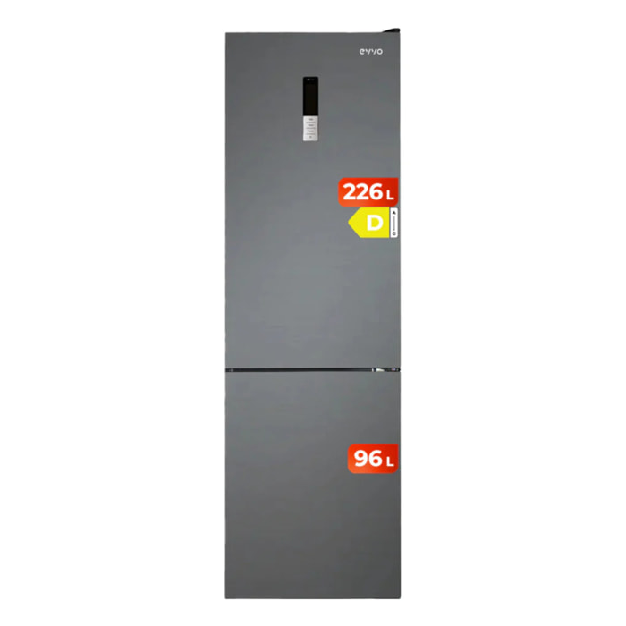 Frigorífico Combi EVVO F55, 226 l + 96 l, Dark Inox, Total No Frost
