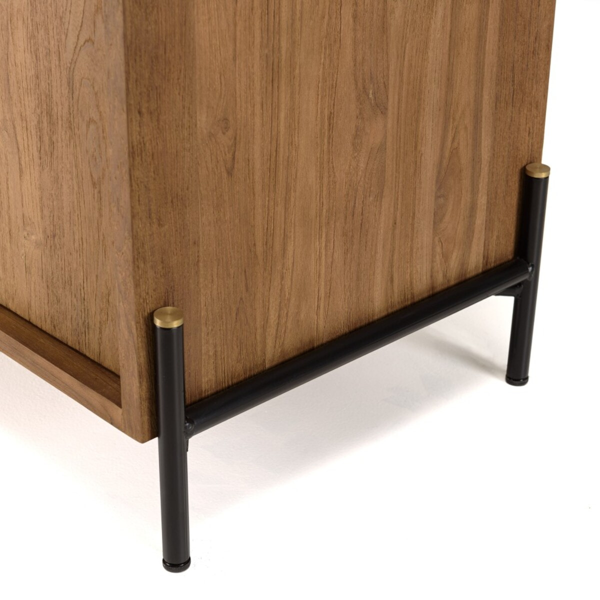 SIXTINE - Buffet 2 portes en bois de teck recyclé pieds en métal noir