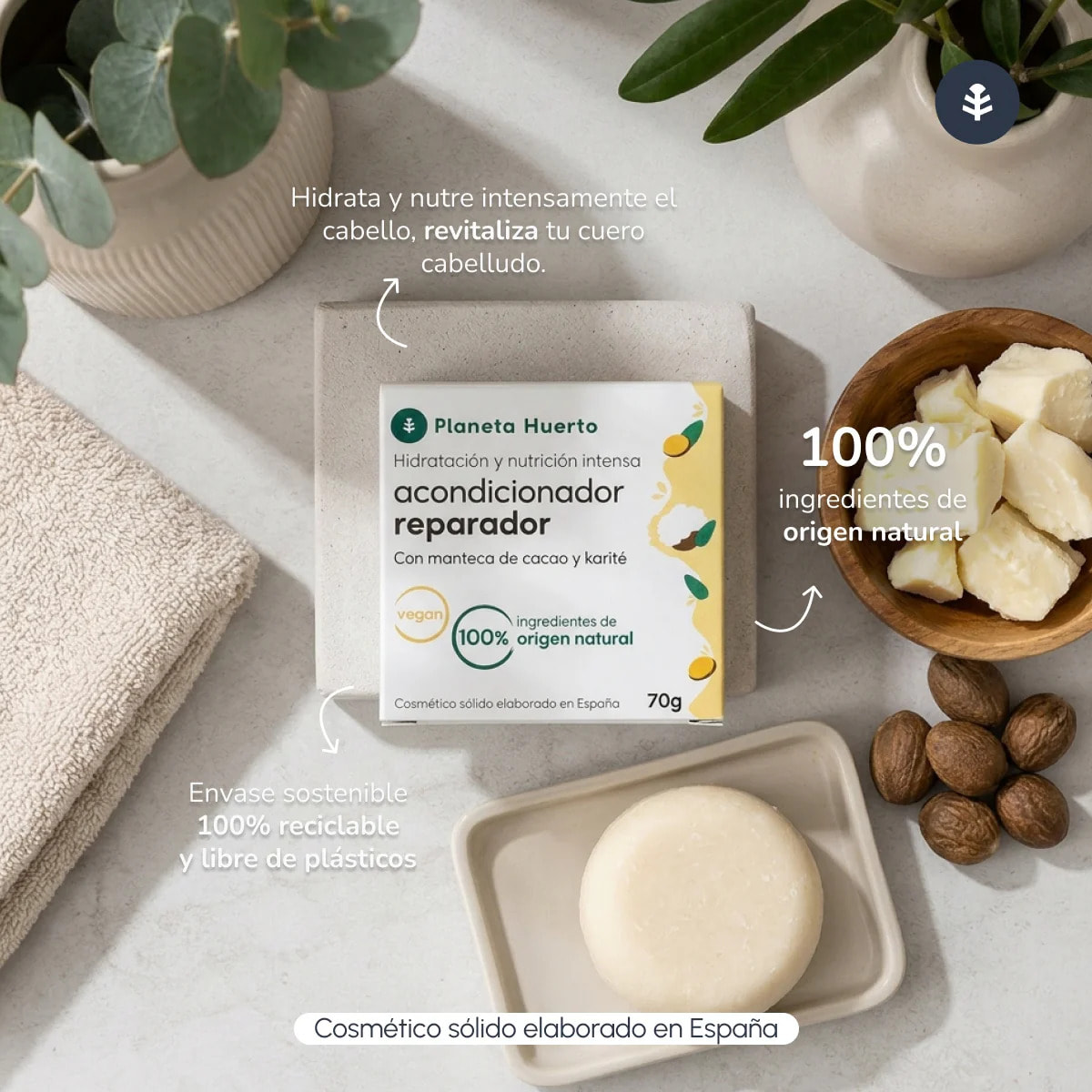 Acondicionador sólido reparador Planeta Huerto 70 gr