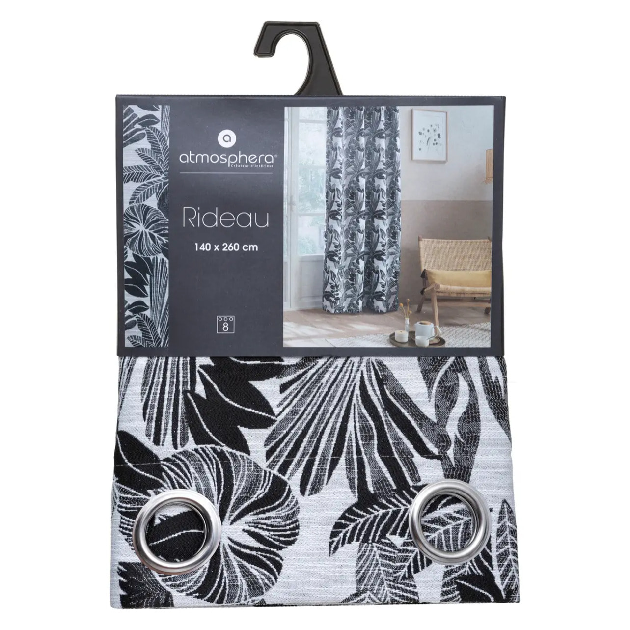 Rideau "Bejuco" motifs jacquard noir 140x260cm