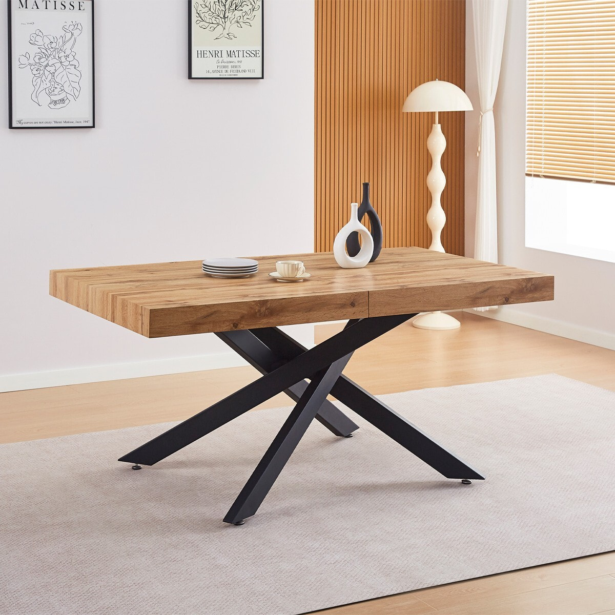 Table à manger extensible décor bois 4/8 personnes - ELENA