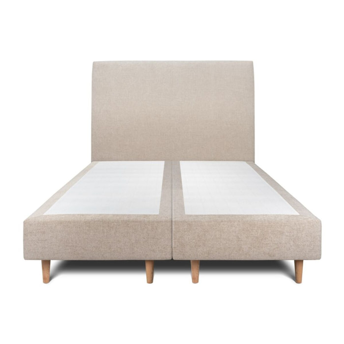 Lit avec tête de lit tapissée tissu et sommier tapissier Ep20